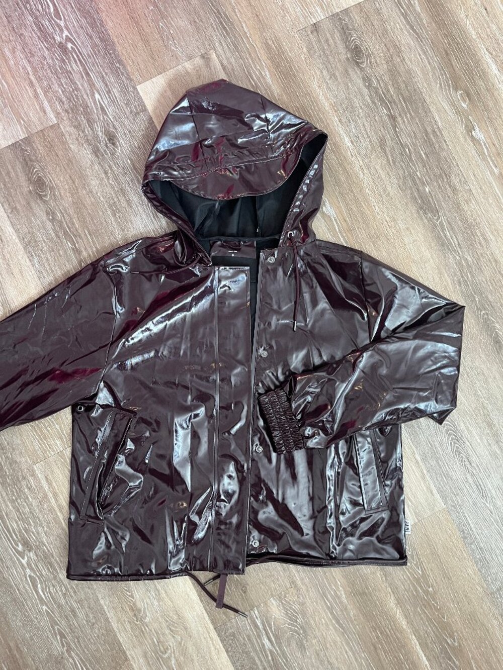 RAINS Oxblood/Burgundy Shiny Rain Jacket